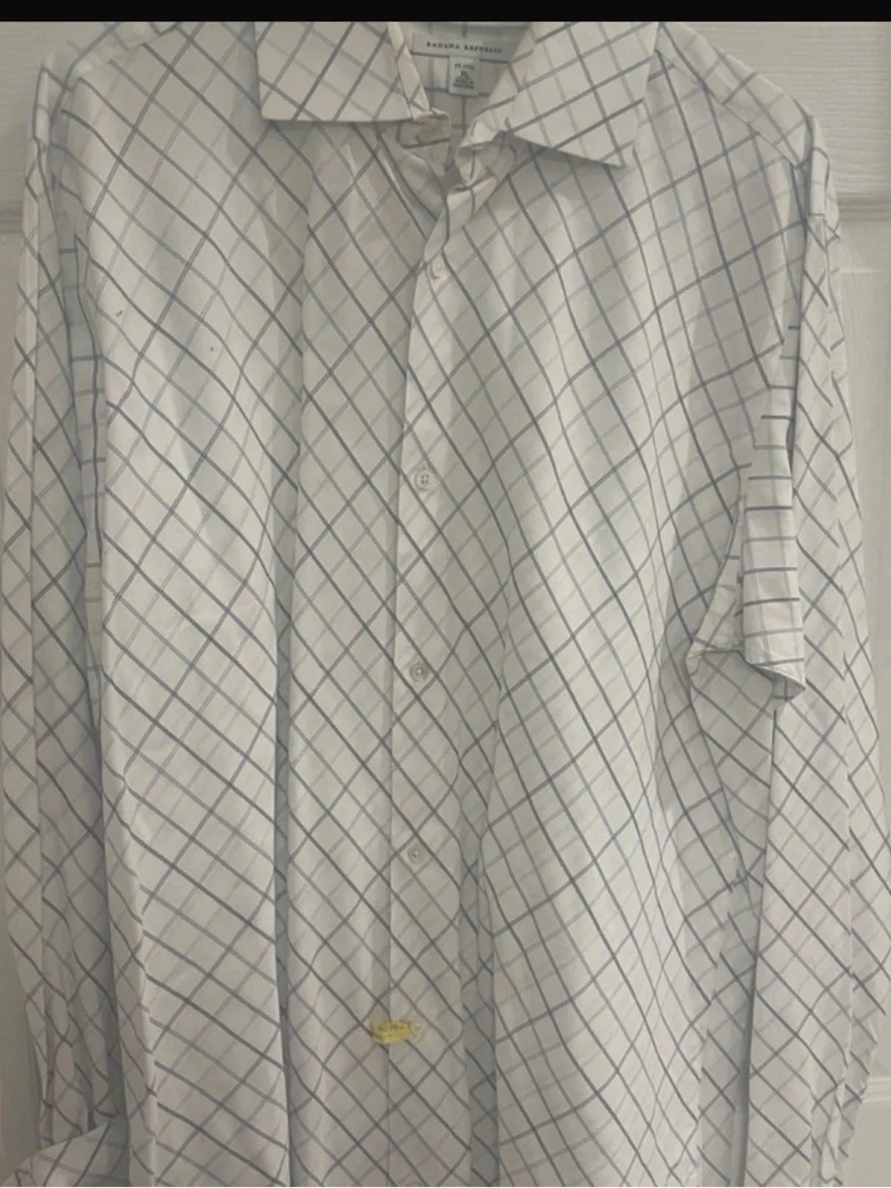 Banana Republic White Shirt with Blue Windowpane Check